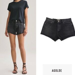 Agolde Parker Vintage Cut Off Shorts Black Crash